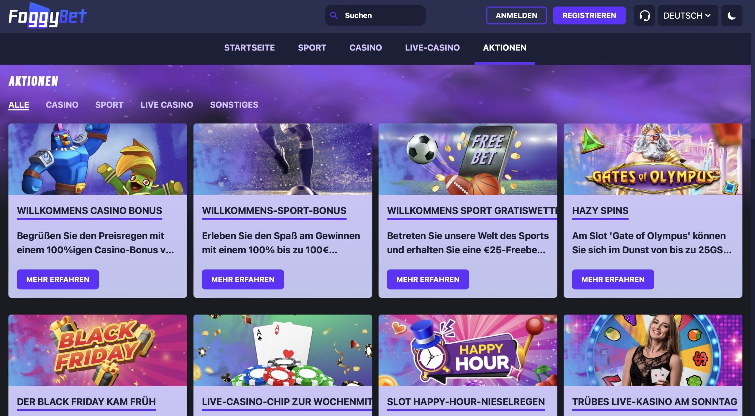 Boni im Foggybet Casino