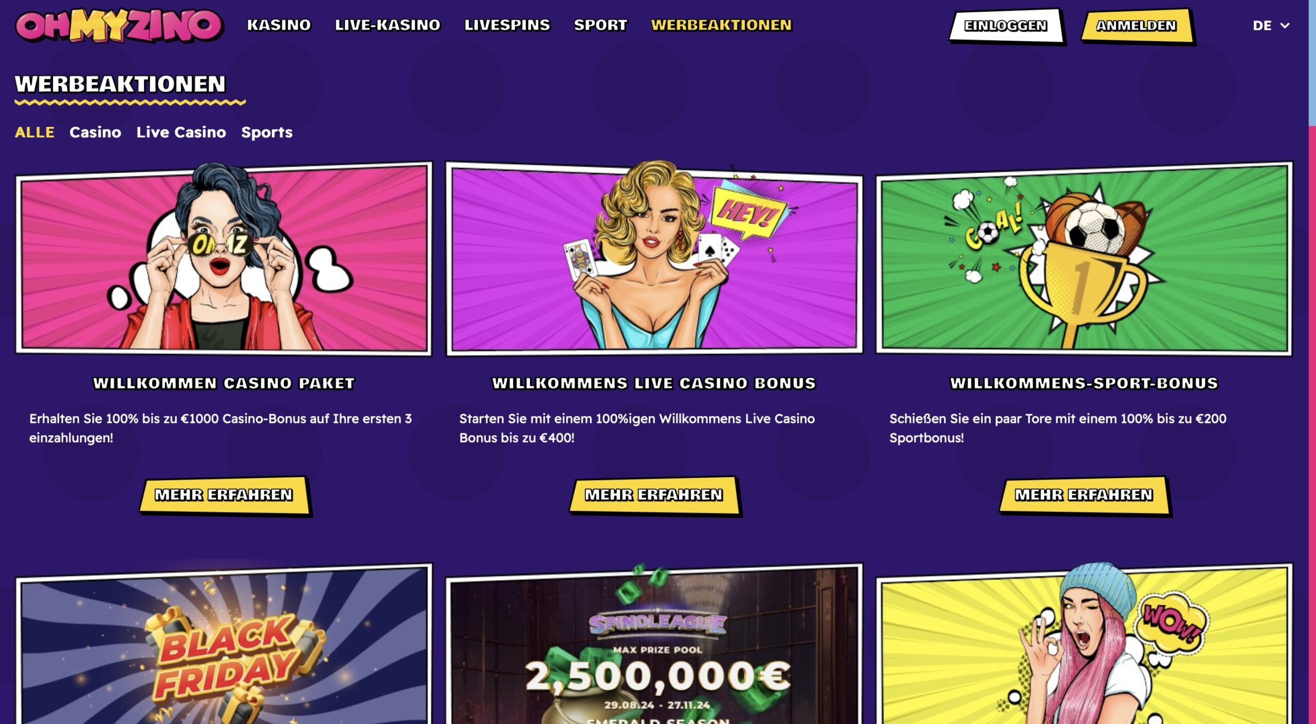 OhMyZino Casino Boni