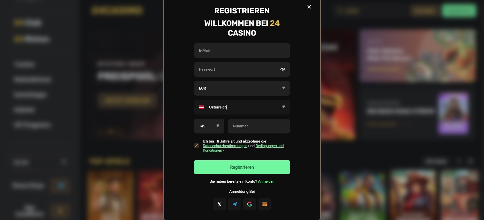 24Casino Anmeldung