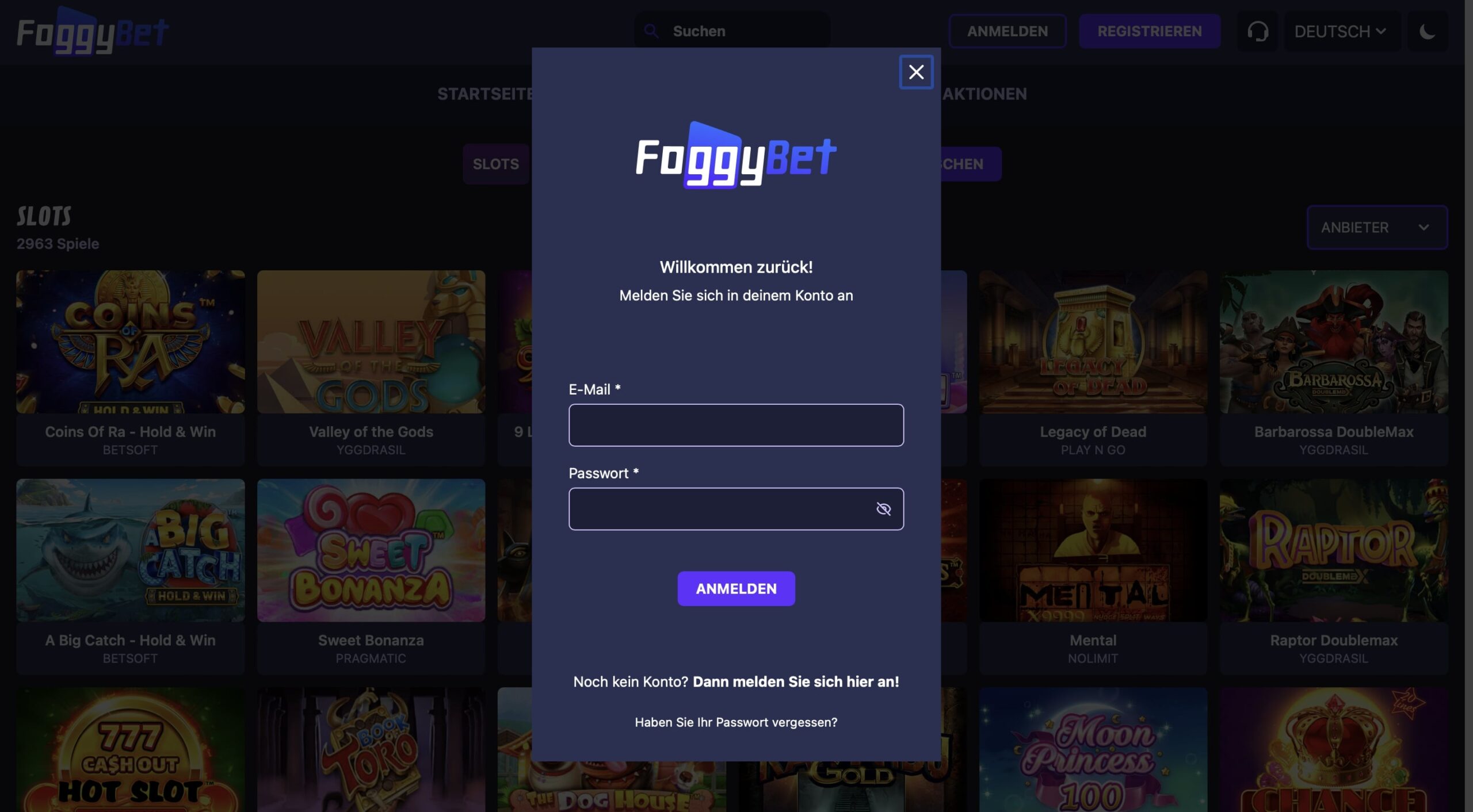 Foggybet Casino Anmeldung