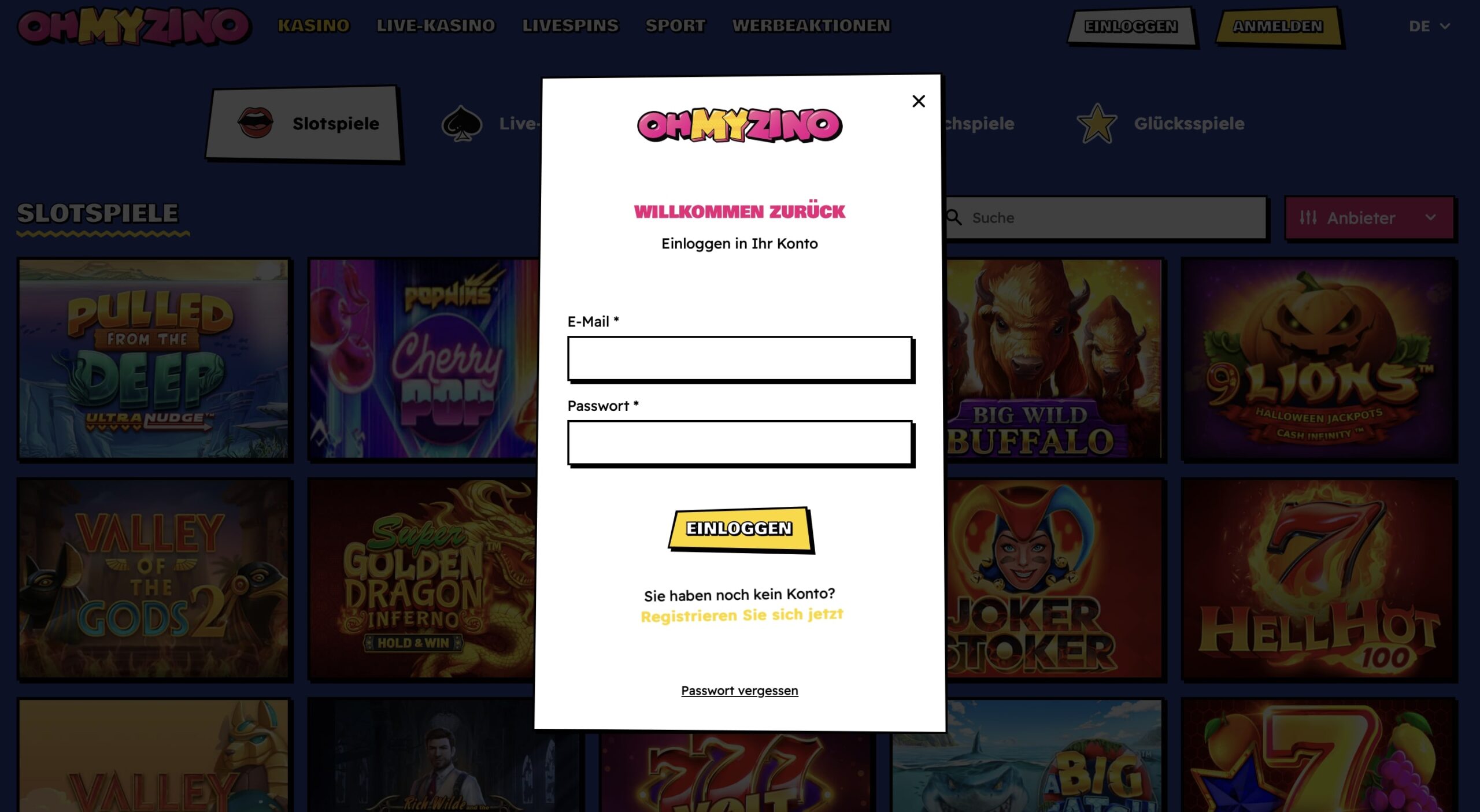 OhMyZino Casino Anmeldung