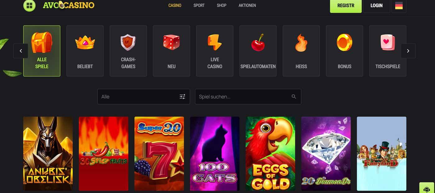 Avo Casino Spielautomaten