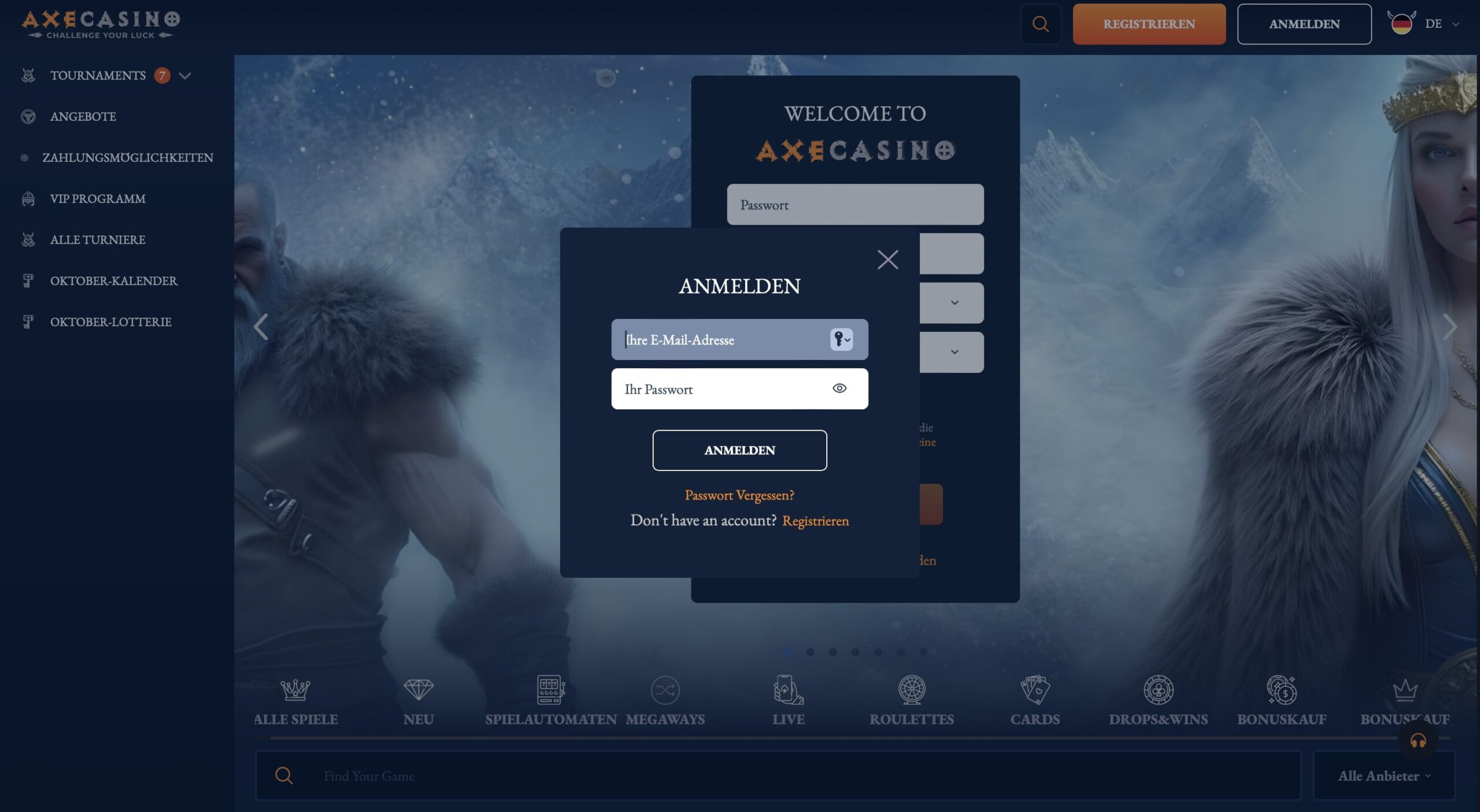 Axe Casino Login