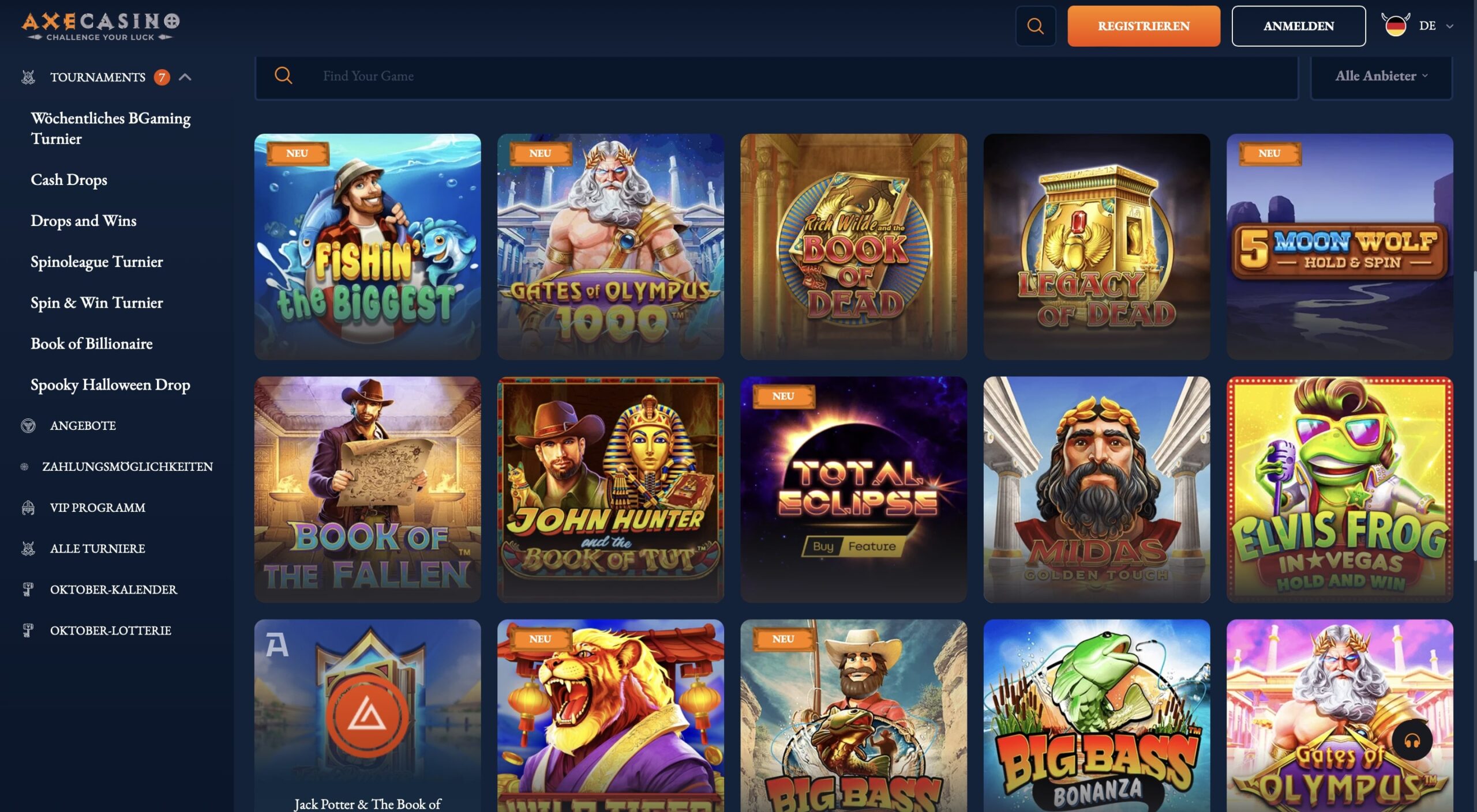 Axe Casino Spiele