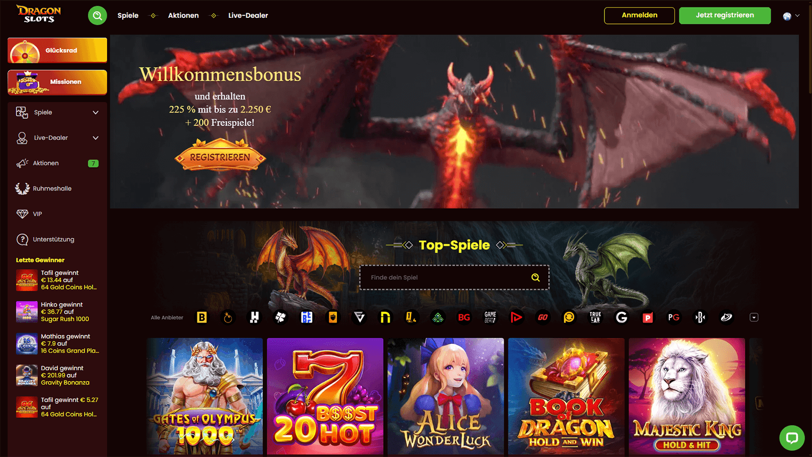 DragonSlots Casino Homepage AT