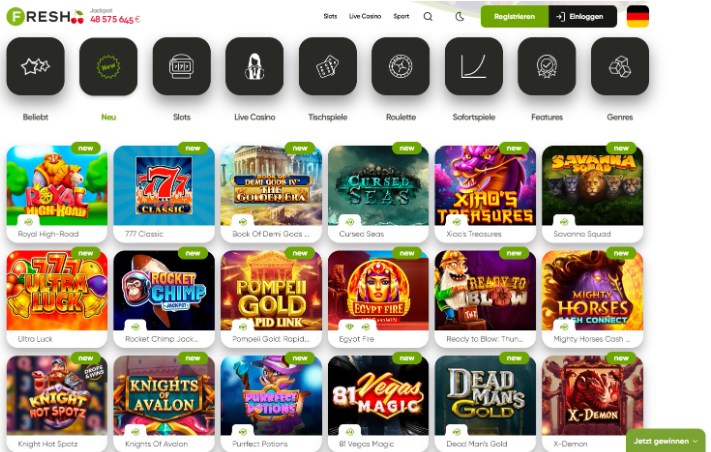 Fresh Casino Spielauswahl