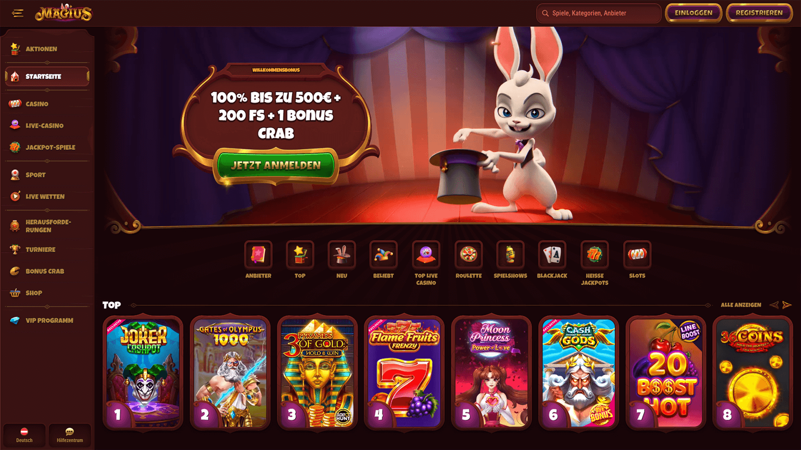 CasinoHEX.at   Magius Casino Homepage Osterreich