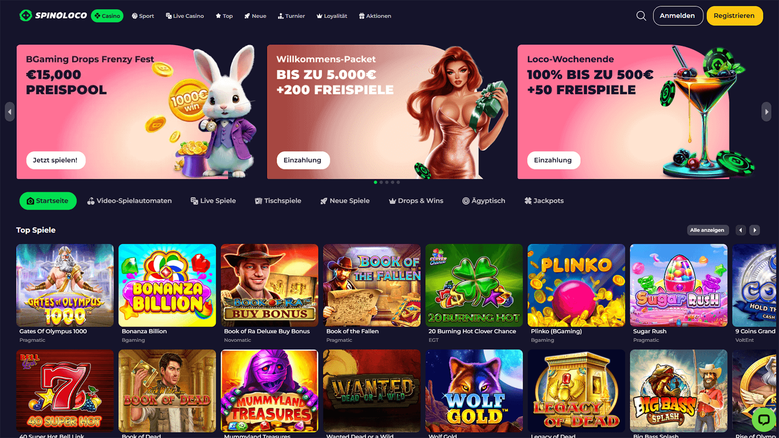Spinoloco Casino Homepage