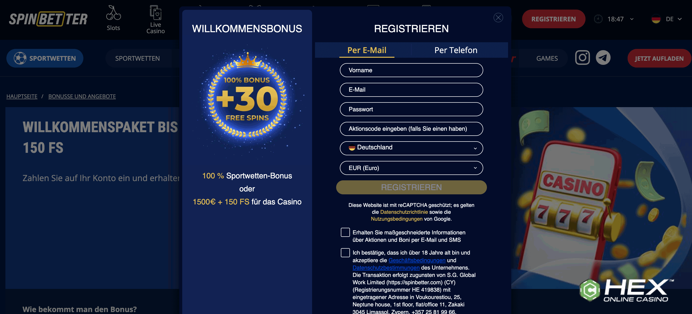 Spinbetter casino login