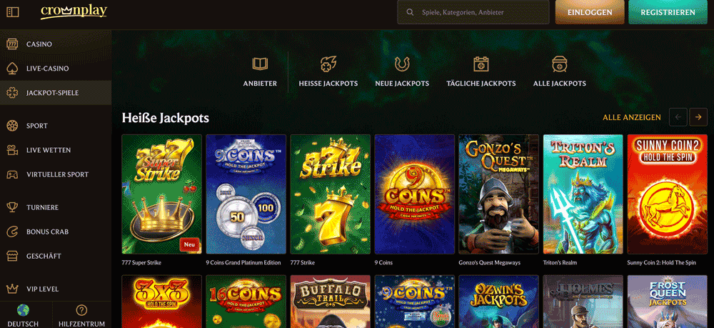 Casino CrownPlay Spielautomaten und Jackpots