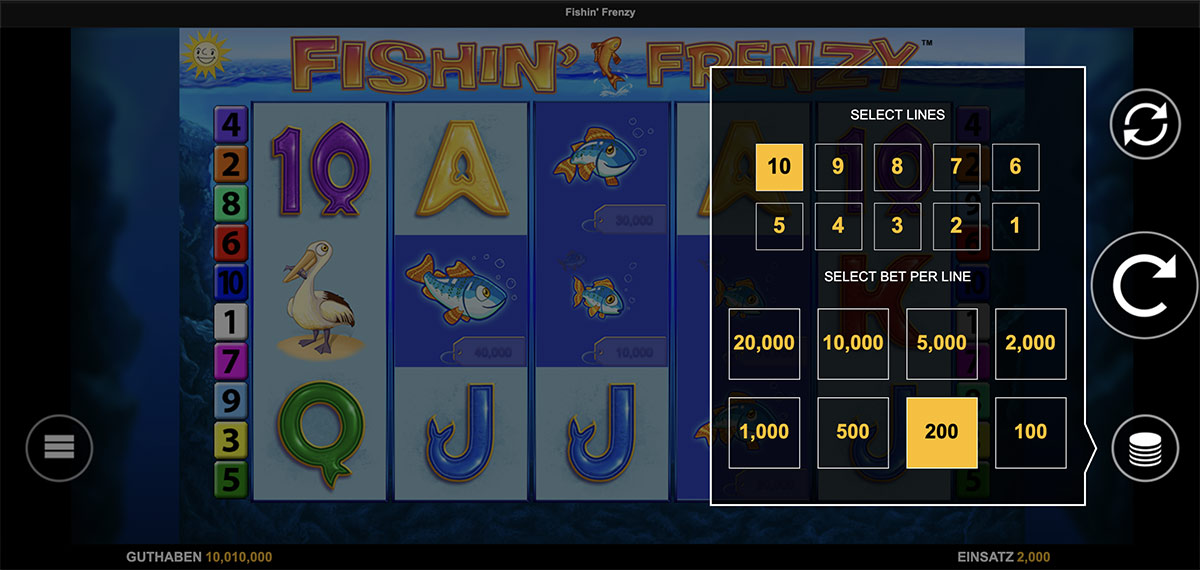 fishin frenzy bet