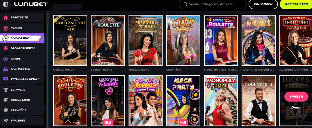 LunuBet Live Casino