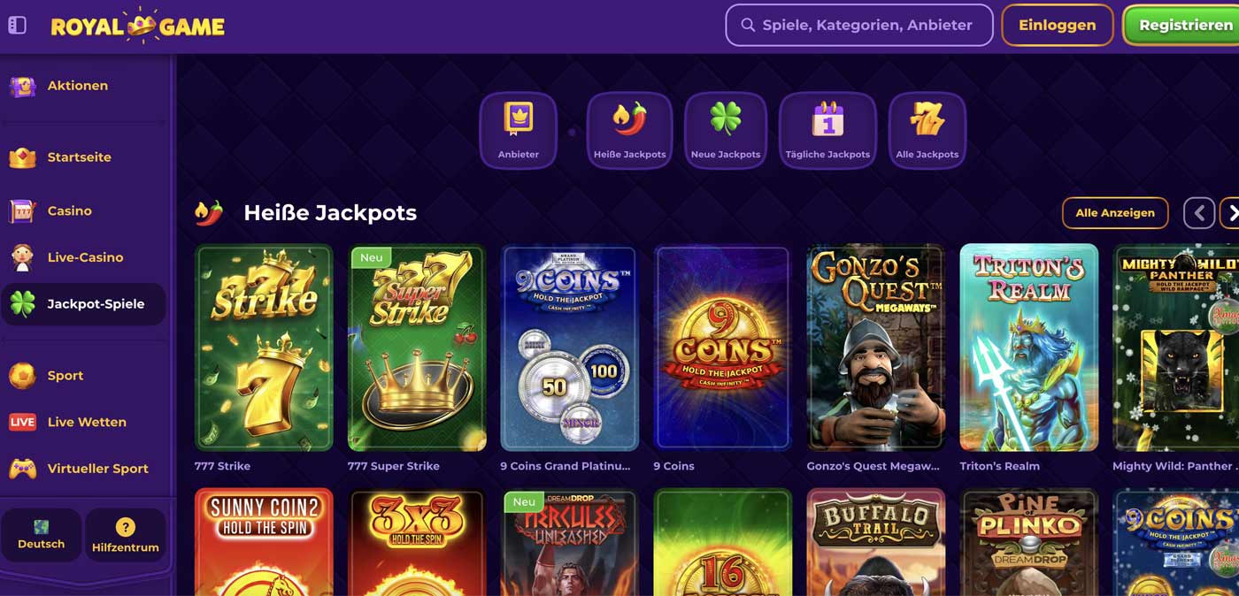 royalgame casino jackpots